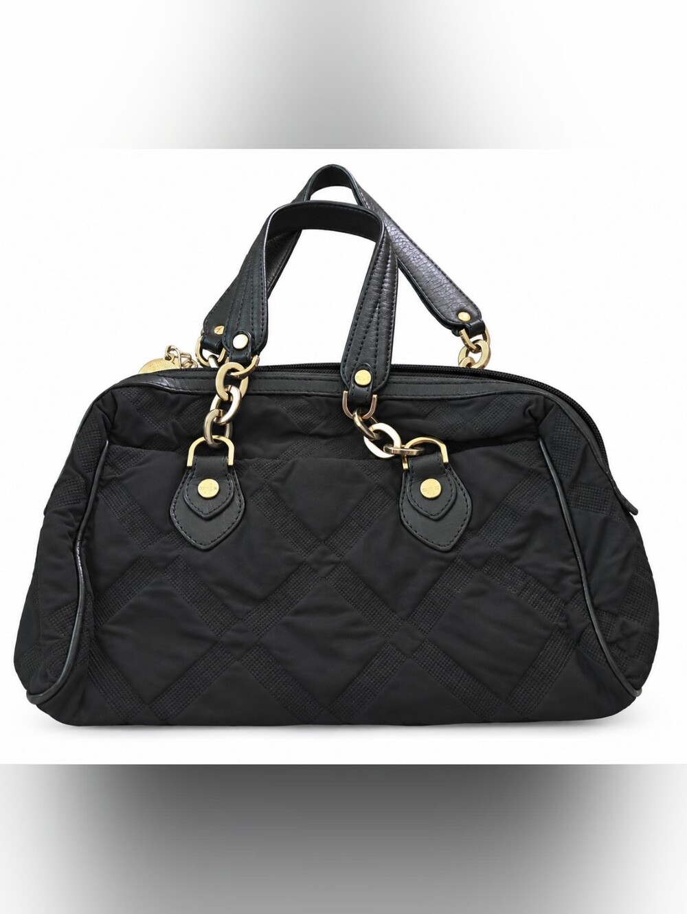 Versace Black Quilted Tote with Gold Hardware